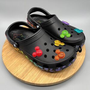 Crocs Shoes Mens 10 Black Disney Mickey Rainbow Pride Celebration